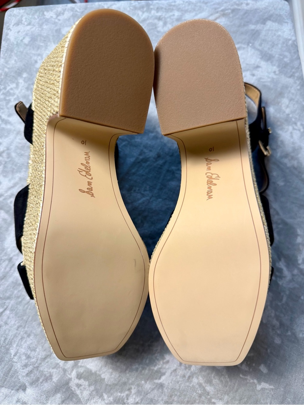 Brand New Sam Edelman Trianna Black Wedge Espadrille Platform Sandal 10M - Picture 7 of 14